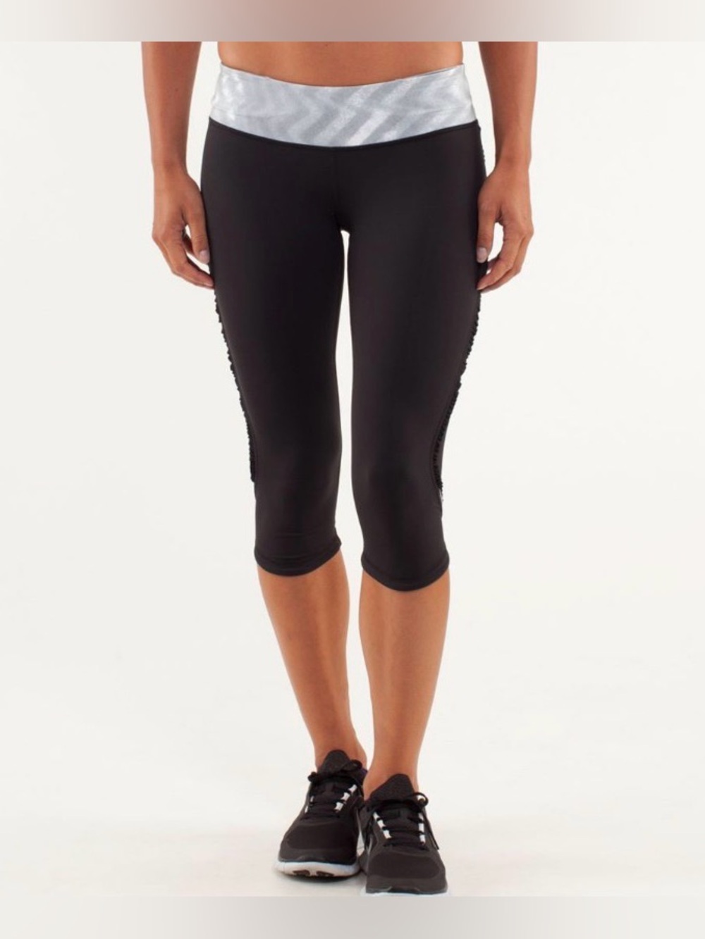 Lululemon Run: Fast And Free Crop - Black/Blazer Fossil